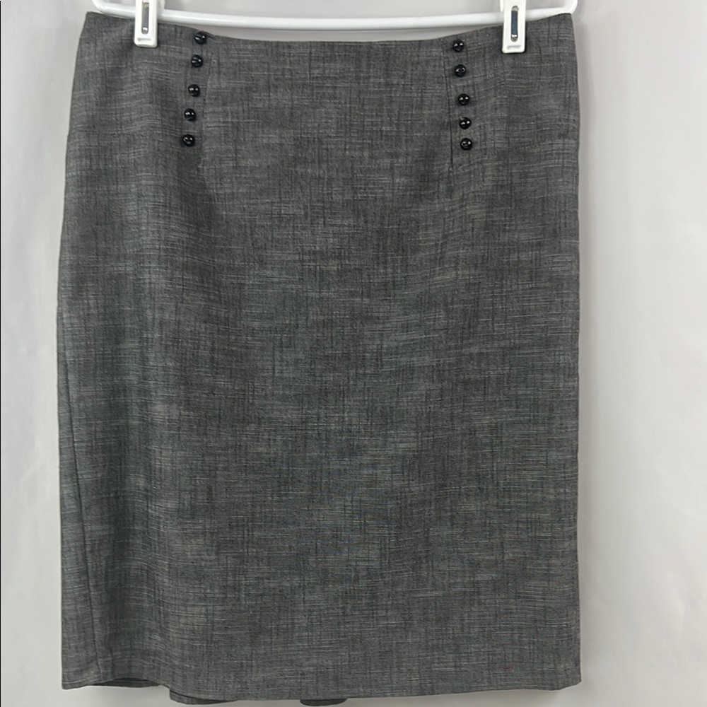 AGB Gray Knee-Length Career Pencil Skirt with Pleats & Fan Tail Size 10